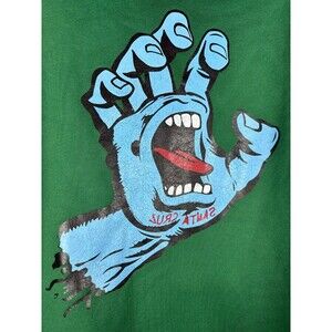 Santa Cruz Screaming Hand Hoodie Mens L Green Blue Graphic Skater Y2K Streetwear
